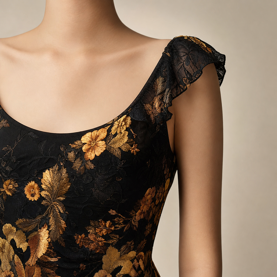 Veldris | Women's Wedding Guest Floral Maxi Dress - Black - Image 3