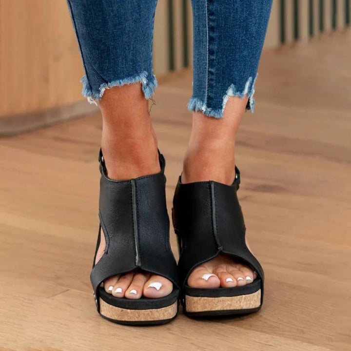 Veldris | Women's Wedge Sandals Open Toe Cork Platform - Image 1