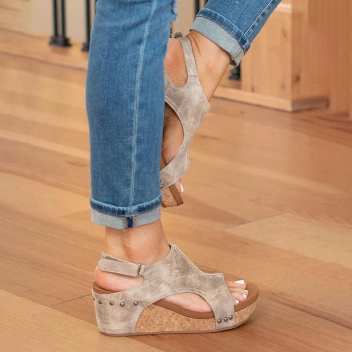 Veldris | Women's Wedge Sandals Open Toe Cork Platform - Image 2