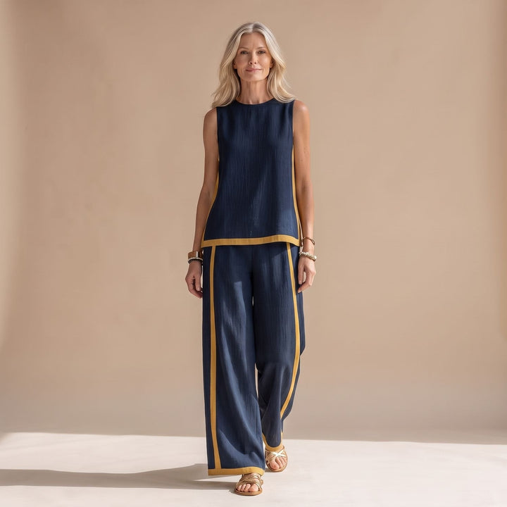 Veldwyn | Women's Boho Top & Wide-Leg Pants Set - Dark Grey - Image 10