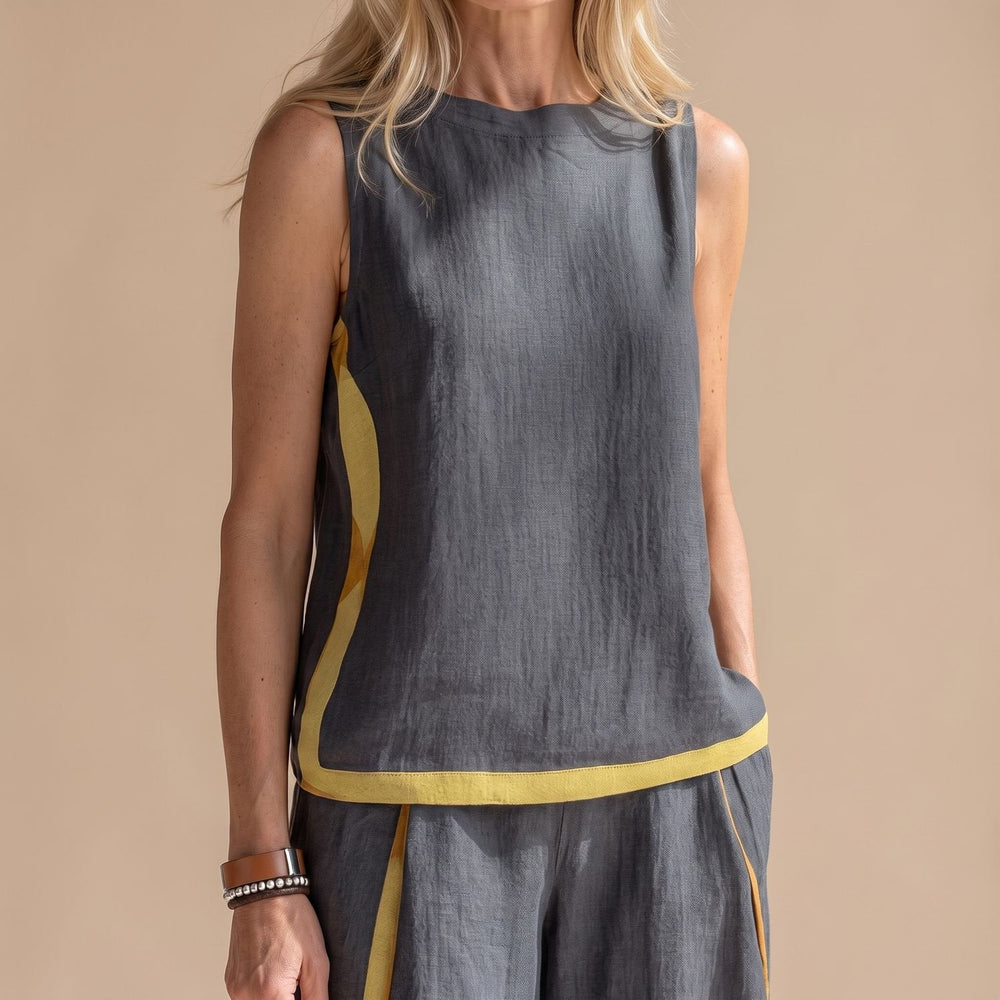 Veldwyn | Women's Boho Top & Wide-Leg Pants Set - Dark Grey - Image 2