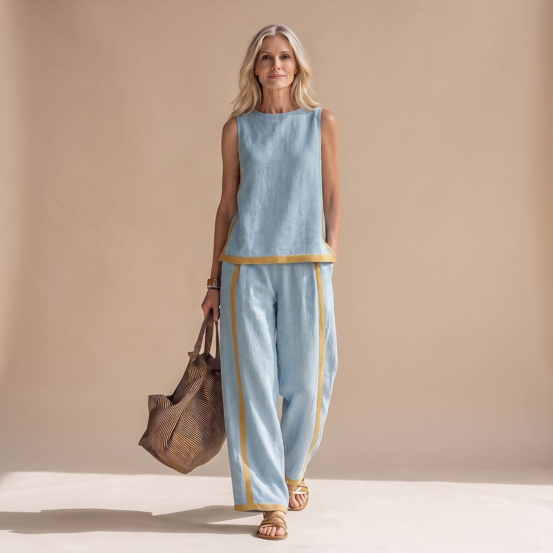 Veldwyn | Women's Boho Top & Wide-Leg Pants Set - Dark Grey - Image 7