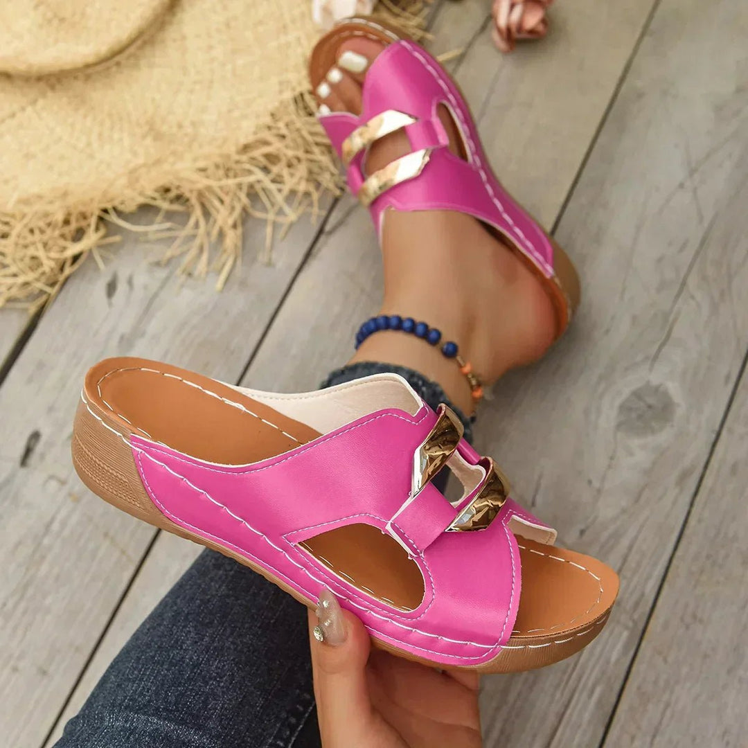 Veldwyn | Women's Slide Sandals Open Toe Wedge - Hot Pink - Image 1