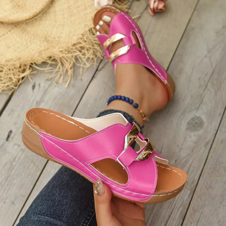 Veldwyn | Women's Slide Sandals Open Toe Wedge - Hot Pink - Image 5