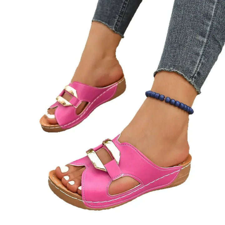 Veldwyn | Women's Slide Sandals Open Toe Wedge - Hot Pink - Image 7