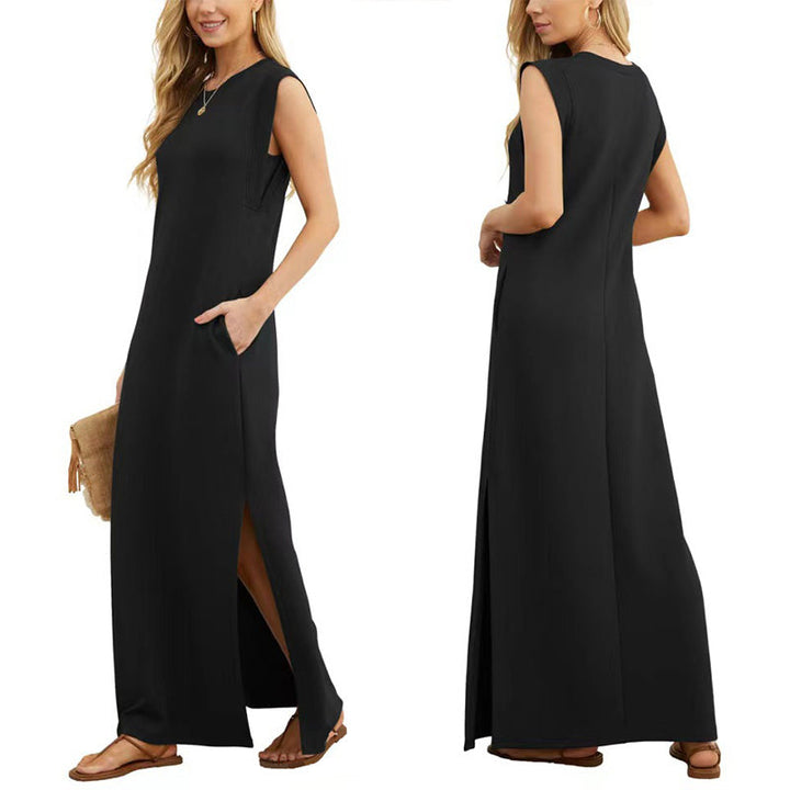 Veldwyn | Women's Summer Maxi Dress with Pockets - Beige - Image 2