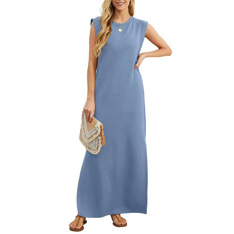 Veldwyn | Women's Summer Maxi Dress with Pockets - Beige - Image 3