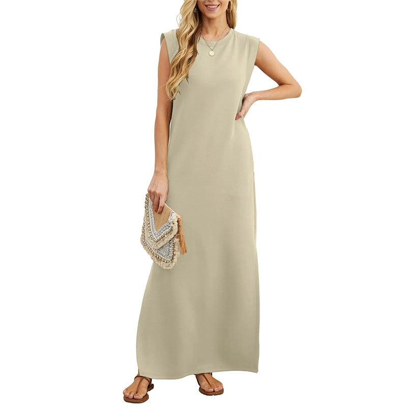 Veldwyn | Women's Summer Maxi Dress with Pockets - Beige - Image 4