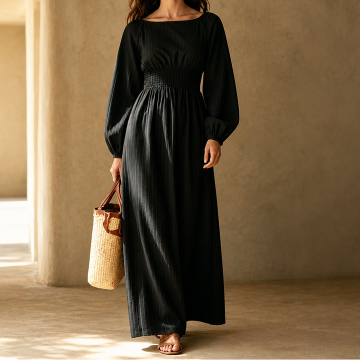 Veldwyn | Women's Wedding Guest Maxi Dress Long Sleeve - Beige - Image 12