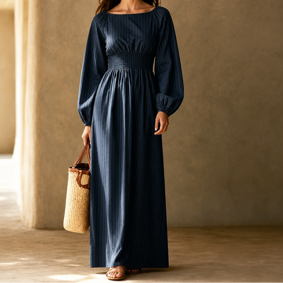 Veldwyn | Women's Wedding Guest Maxi Dress Long Sleeve - Beige - Image 18