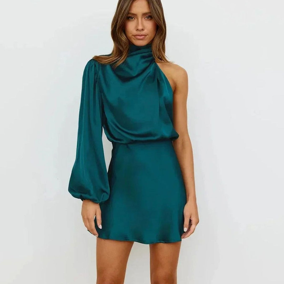Velindra | Women's One Shoulder Wedding Guest Mini Dress - Image 4
