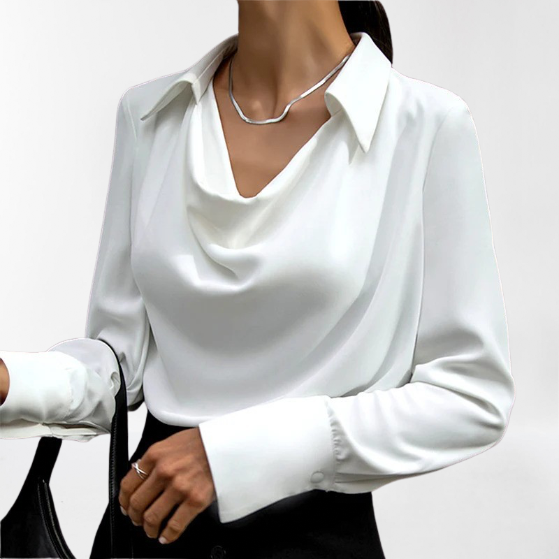 Velmara | Women's Cowl Neck Blouse Long Sleeve - Image 2