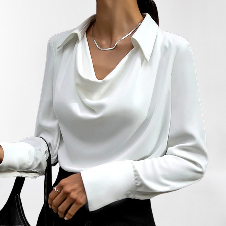 Velmara | Women's Cowl Neck Blouse Long Sleeve - Image 2