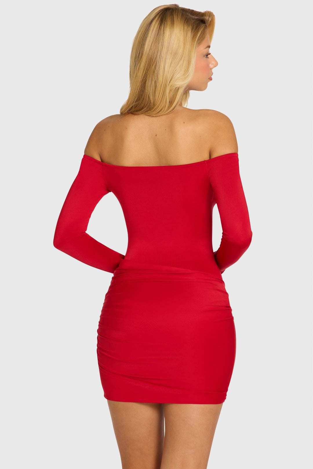 Velmira | Women's Off-Shoulder Mini Dress - Red - Image 3