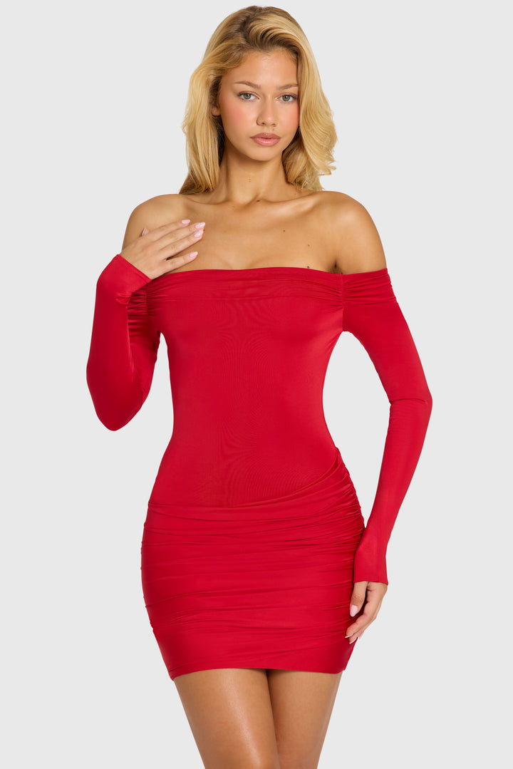 Velmira | Women's Off-Shoulder Mini Dress - Red - Image 7