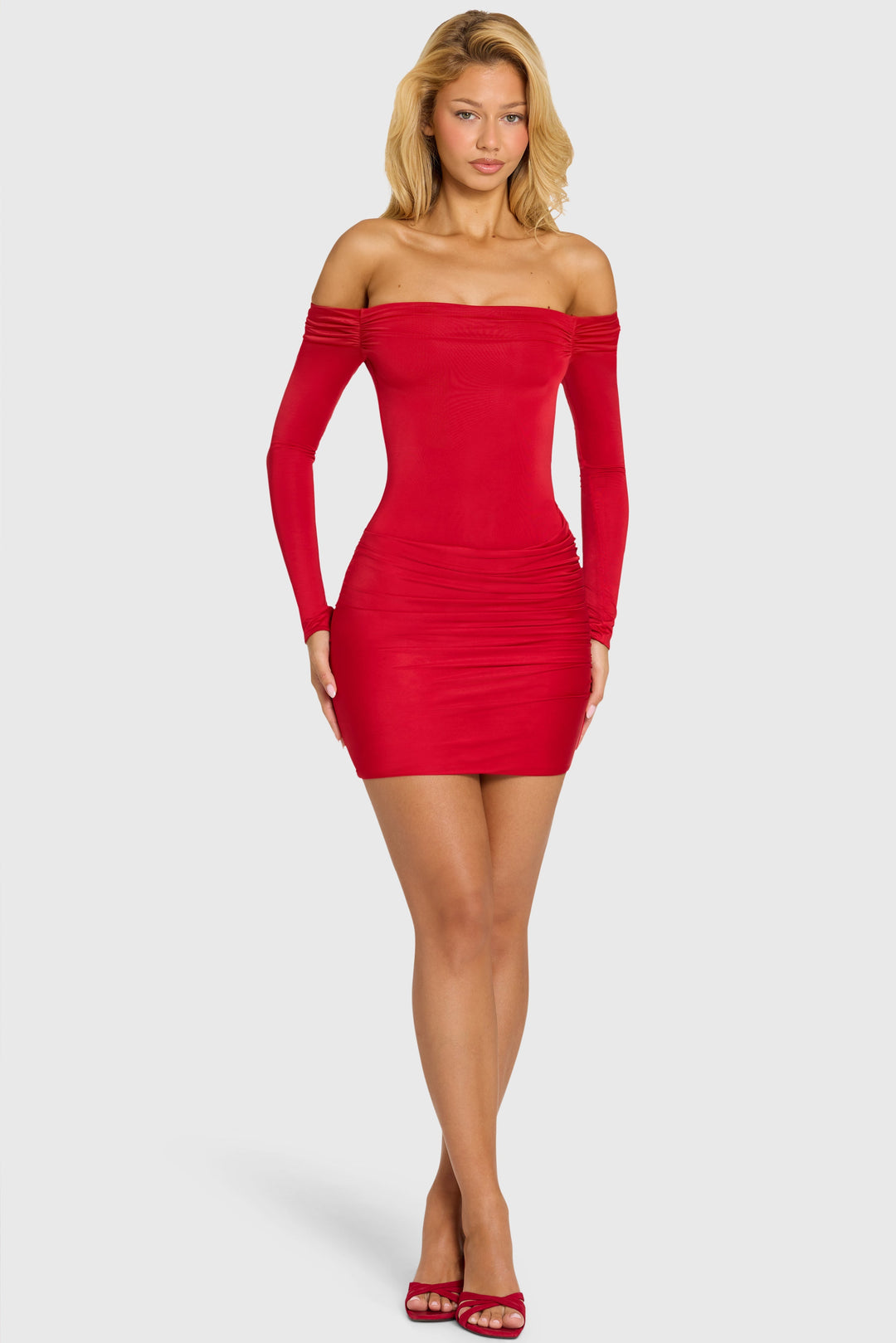 Velmira | Women's Off-Shoulder Mini Dress - Red - Image 8