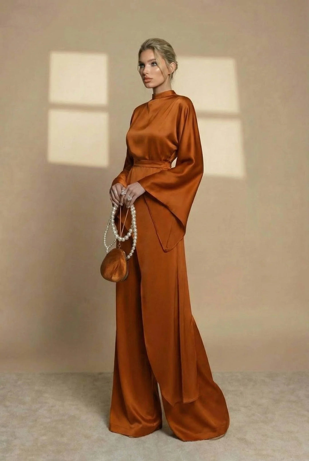 Velmonde | Women's Two Piece Set Wide Leg Pants - White - Image 10
