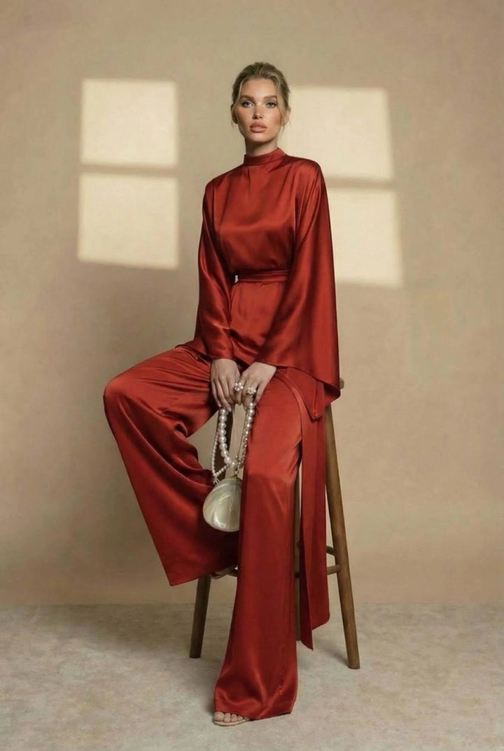 Velmonde | Women's Two Piece Set Wide Leg Pants - White - Image 11