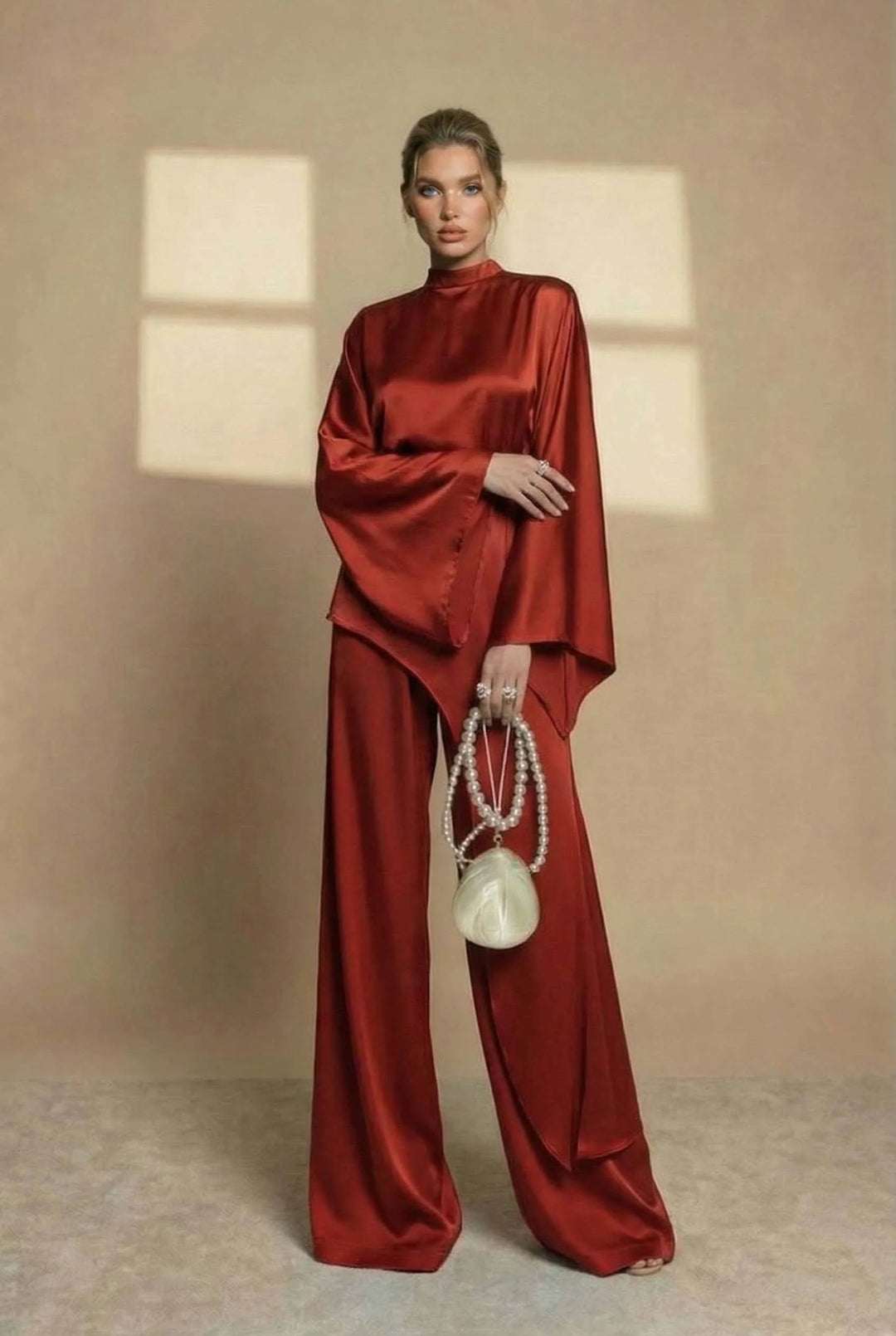 Velmonde | Women's Two Piece Set Wide Leg Pants - White - Image 13
