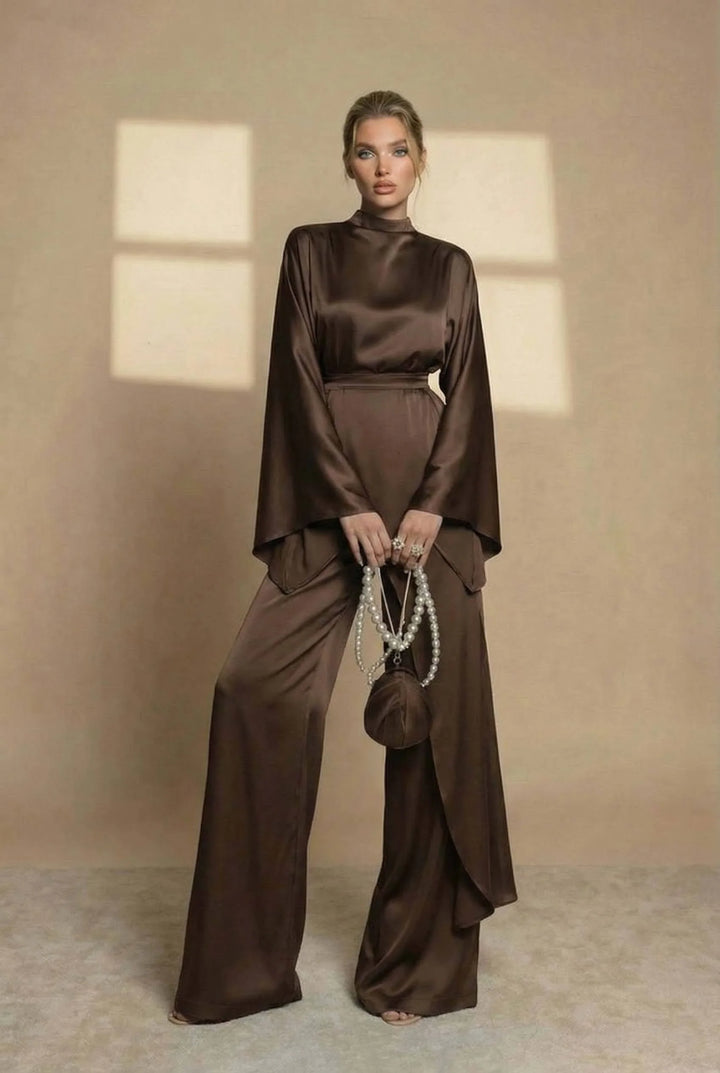 Velmonde | Women's Two Piece Set Wide Leg Pants - White - Image 4