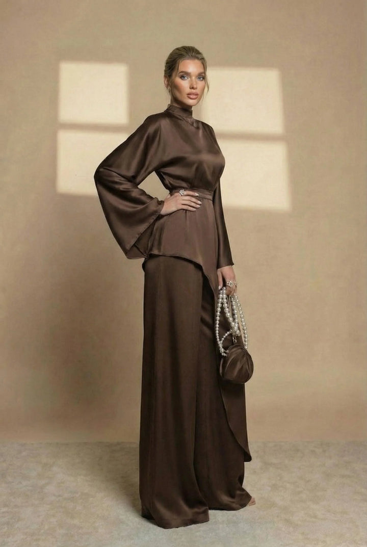 Velmonde | Women's Two Piece Set Wide Leg Pants - White - Image 7