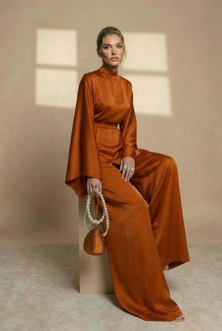 Velmonde | Women's Two Piece Set Wide Leg Pants - White - Image 9