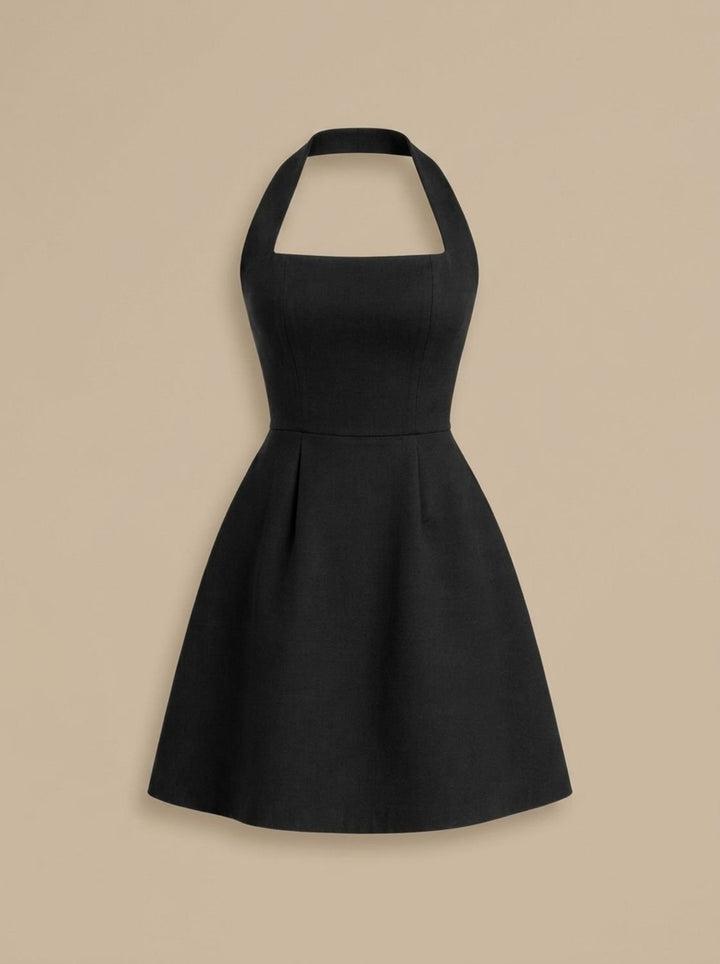 Veltara | Women's Halter Neck Mini Dress - Black - Image 5