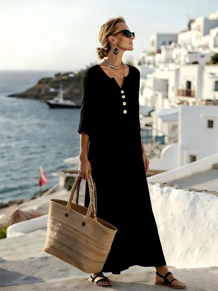 Veltara | Women's Linen Summer Maxi Dress - Image 1