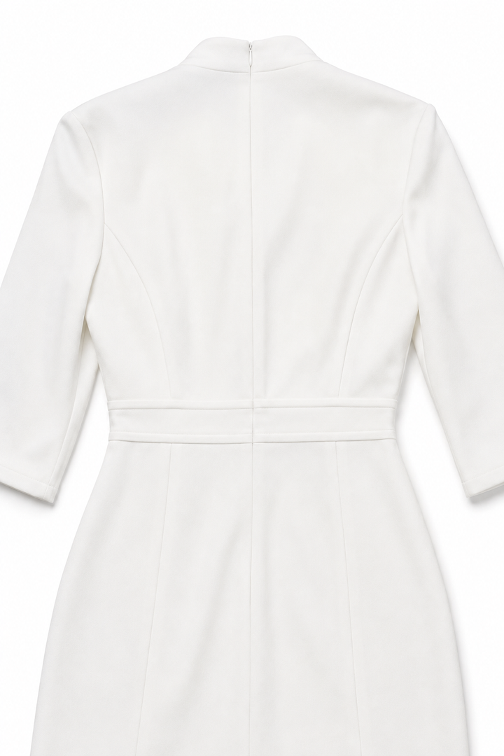 Velthryne | Women's Wrap Midi Dress High Low Hem - White - Image 10