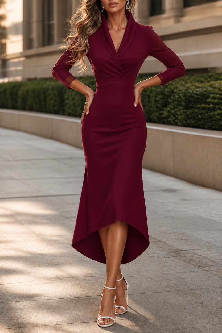 Velthryne | Women's Wrap Midi Dress High Low Hem - White - Image 13