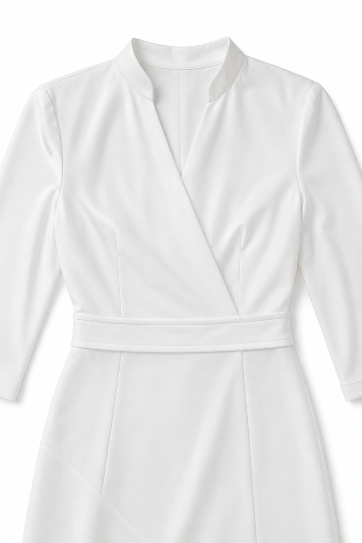 Velthryne | Women's Wrap Midi Dress High Low Hem - White - Image 7