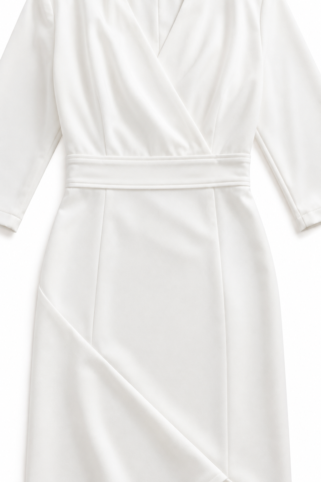 Velthryne | Women's Wrap Midi Dress High Low Hem - White - Image 8