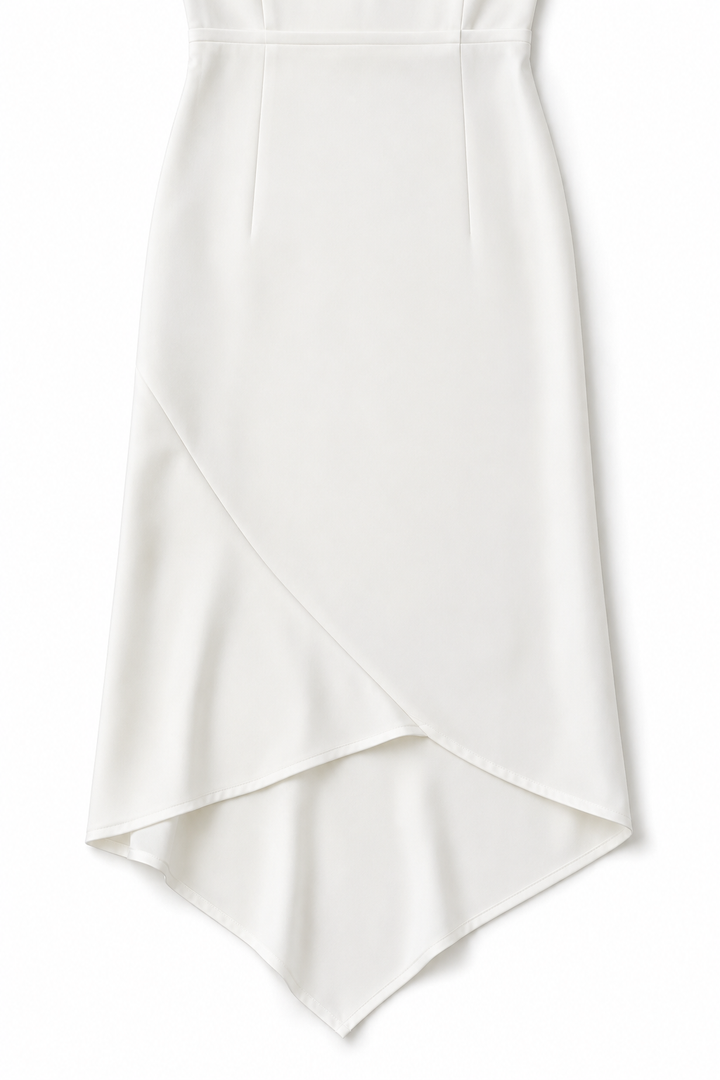 Velthryne | Women's Wrap Midi Dress High Low Hem - White - Image 9