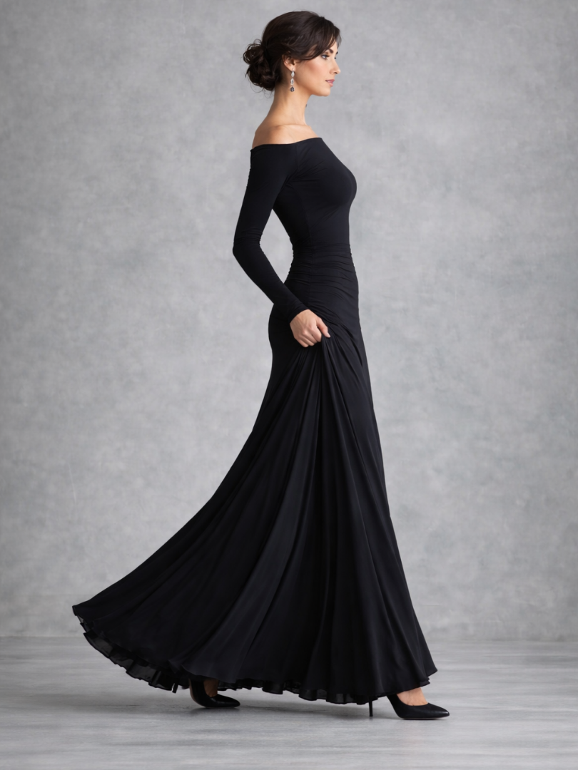 Veltrice | Women's Long Sleeve Off-Shoulder Maxi Dress - Black - Image 2