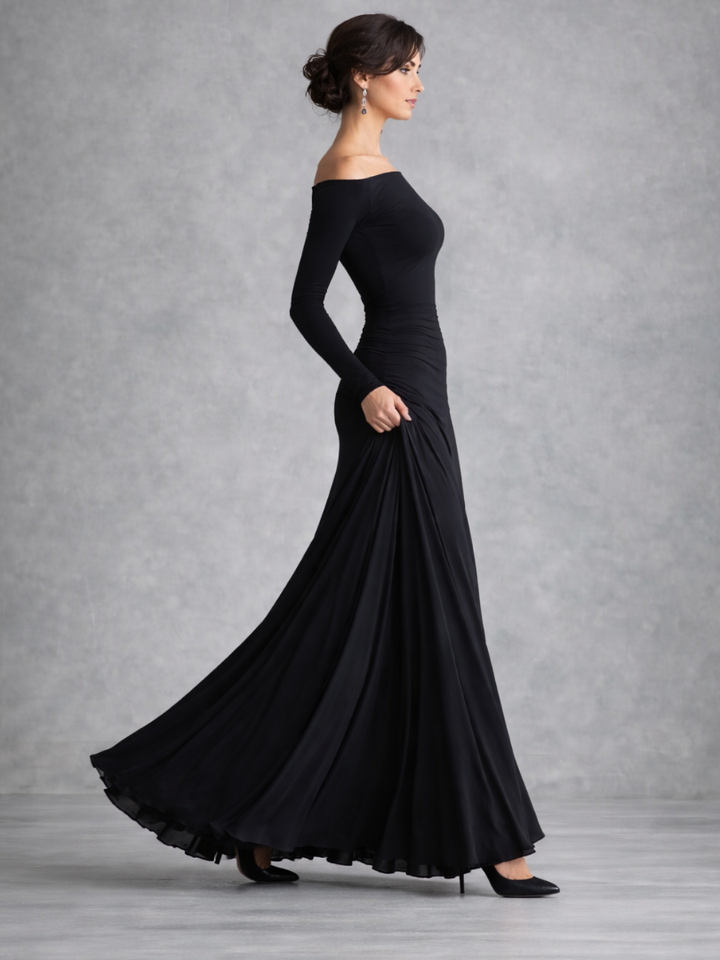 Veltrice | Women's Long Sleeve Off-Shoulder Maxi Dress - Black - Image 2