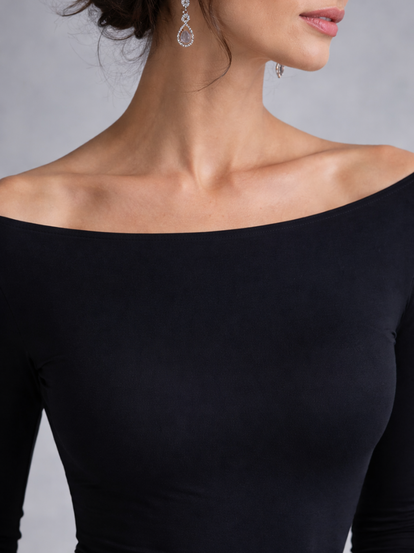 Veltrice | Women's Long Sleeve Off-Shoulder Maxi Dress - Black - Image 5