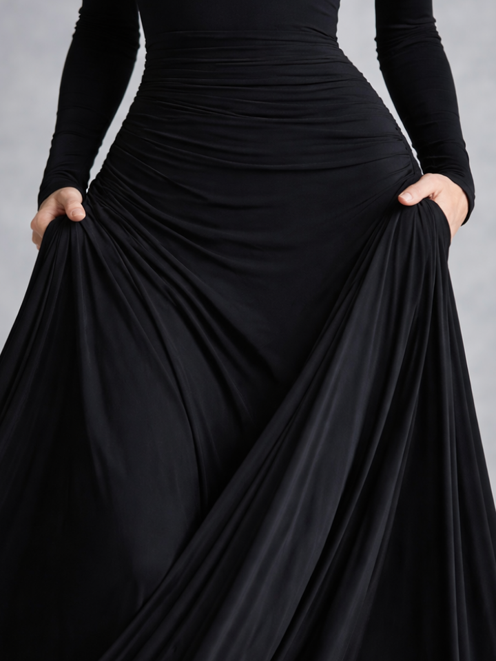 Veltrice | Women's Long Sleeve Off-Shoulder Maxi Dress - Black - Image 6