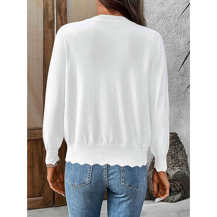 Veltrine | Women's Knit Cardigan Scalloped Trim - Light Pink - Image 5