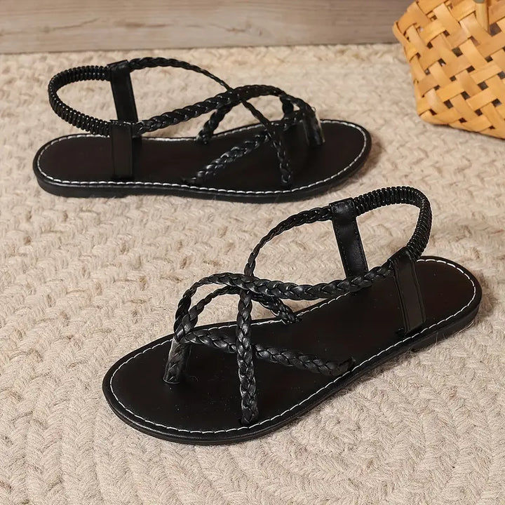 Veltrine | Women's Strappy Flat Sandals Braided - White - Image 6