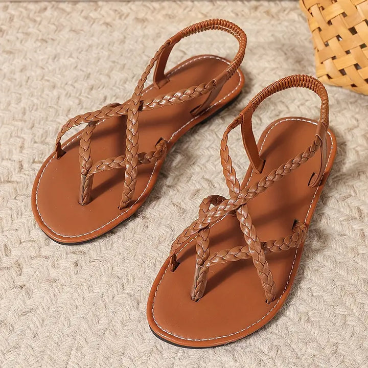 Veltrine | Women's Strappy Flat Sandals Braided - White - Image 9