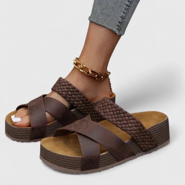 Velvara | Women's Strappy Platform Sandals - Brown - Image 1