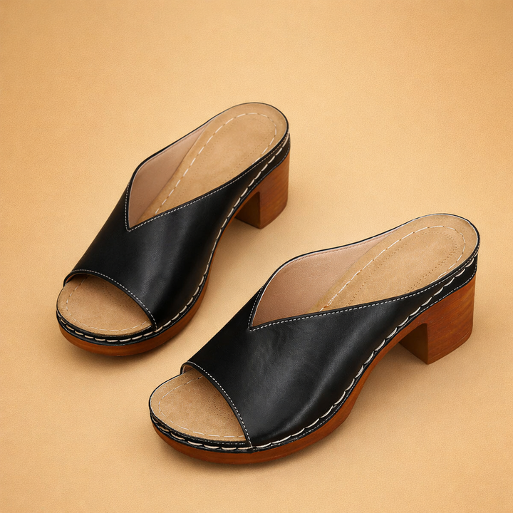 Velvenne | Women's Block Heel Mule Sandals - Gold - Image 5
