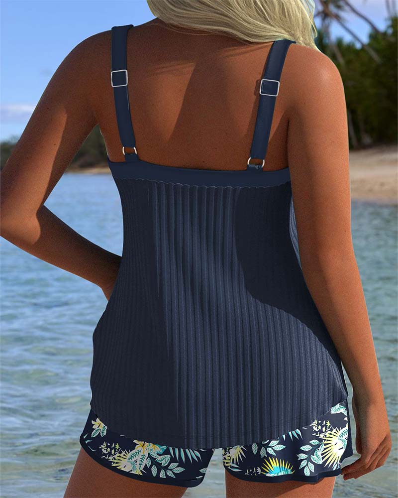 Velvorn | Women's Tankini Set with Swim Shorts - Navy - Image 2