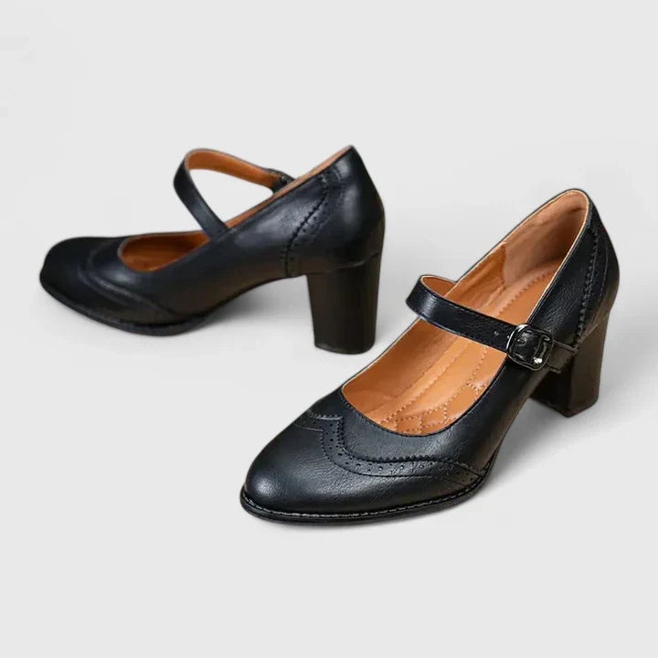 Venetia | Women's Mary Jane Block Heel Shoes - Brown - Image 10