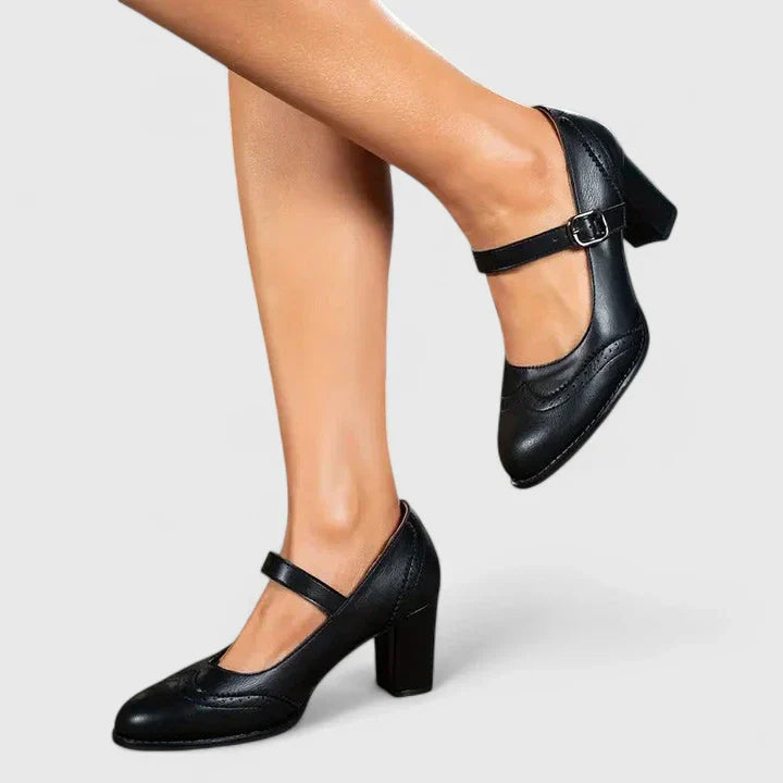Venetia | Women's Mary Jane Block Heel Shoes - Brown - Image 5