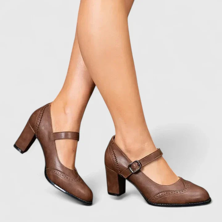 Venetia | Women's Mary Jane Block Heel Shoes - Brown - Image 6