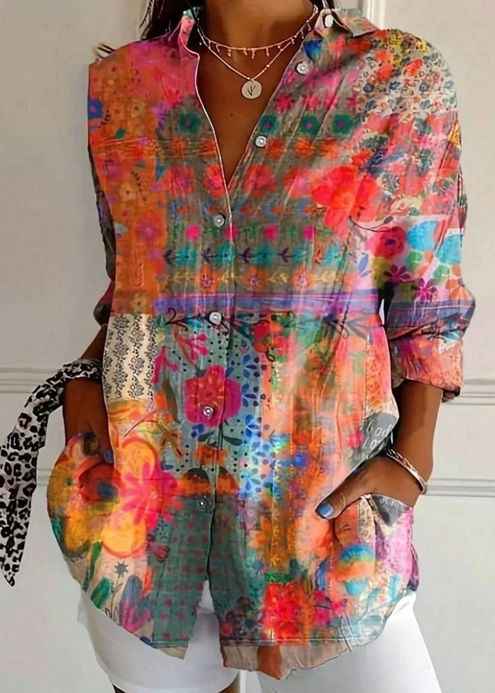Veradelle | Women's Boho Print Blouse - Image 2
