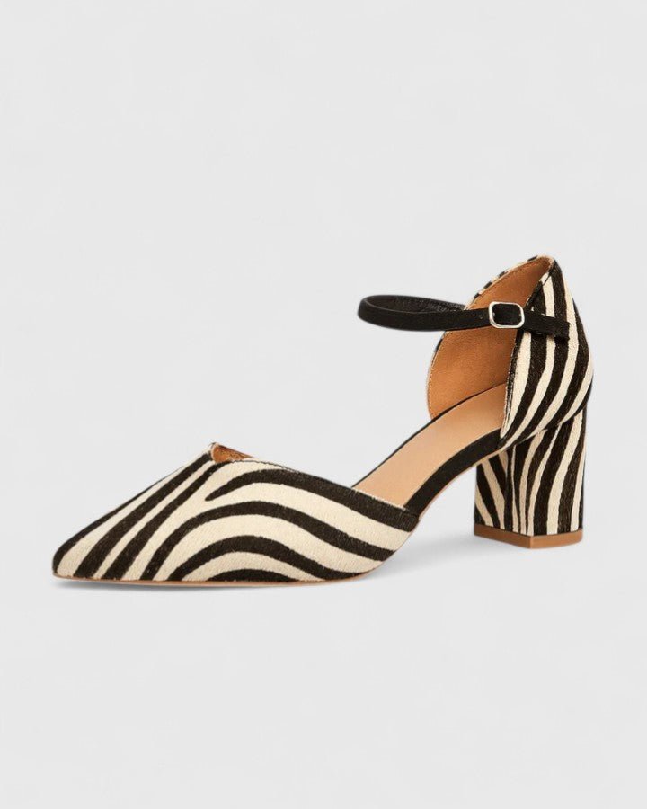 Vervelle | Women's Block Heels Zebra Print Pointed Toe - Striped - Image 2