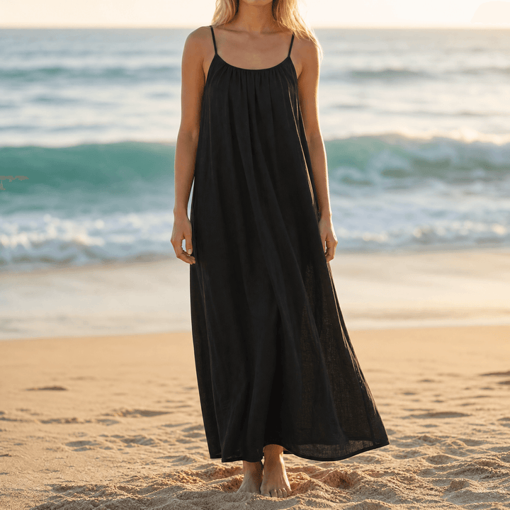Vesna | Women's Backless Flowy Maxi Dress - Black - Image 13