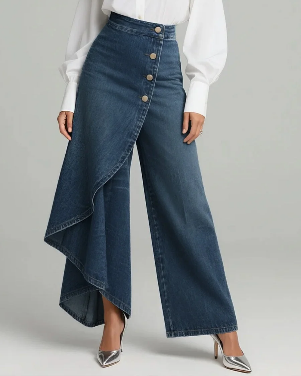 Vesper | Women's Wide Leg Wrap Pants - Blue - Image 2